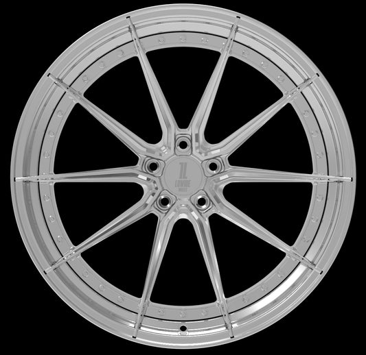 Lowide Wheels LWW 2.29 — two-piece forged wheel, ten split spokes over a deep dish, front face