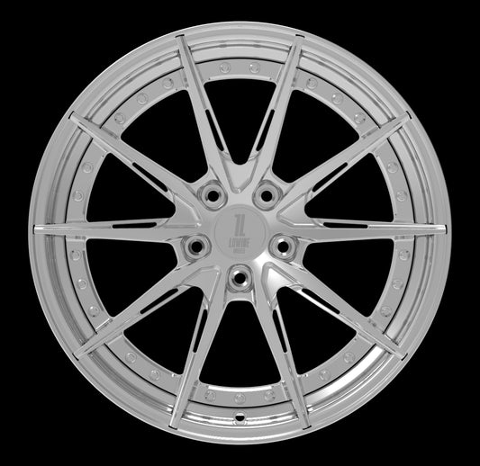 Lowide Wheels LWW 2.12 — two-piece forged wheel, ten fine spokes, front face