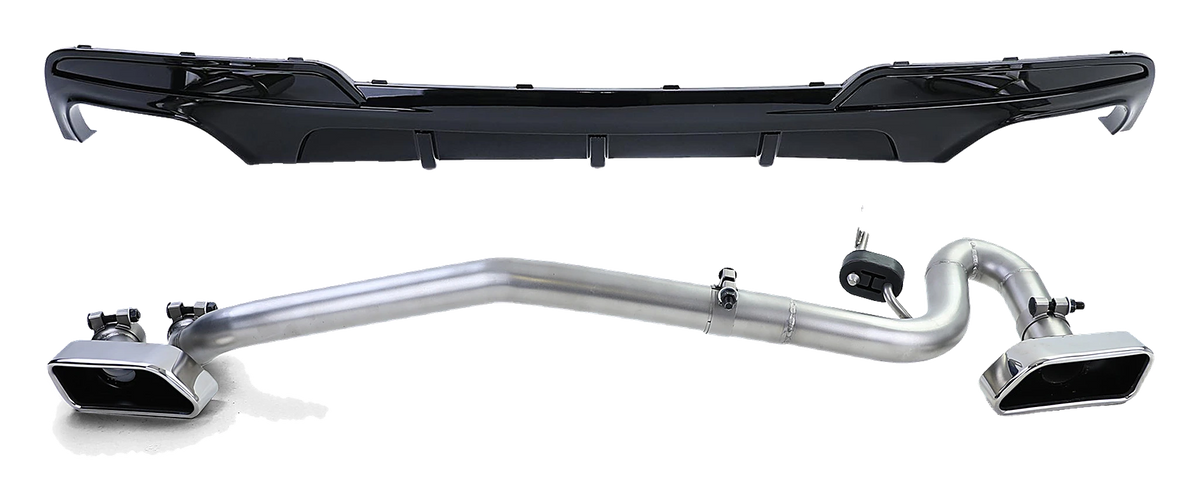 BMW F10 Sedan M Sport Rear Diffuser M Performance Look & Dual-Exit V8 Exhaust Tips Set