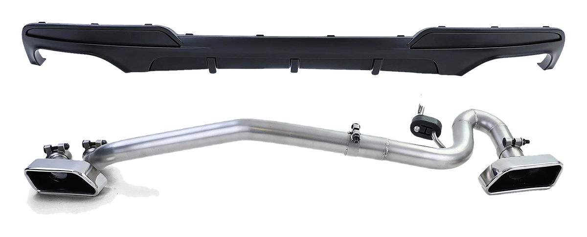 BMW F10 Sedan M Sport Rear Diffuser M Performance Look & Dual-Exit V8 Exhaust Tips Set