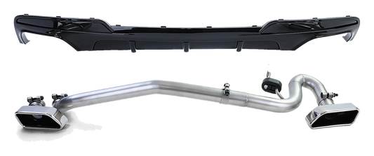 BMW F10 Sedan M Sport Rear Diffuser M Performance Look & Dual-Exit V8 Exhaust Tips Set